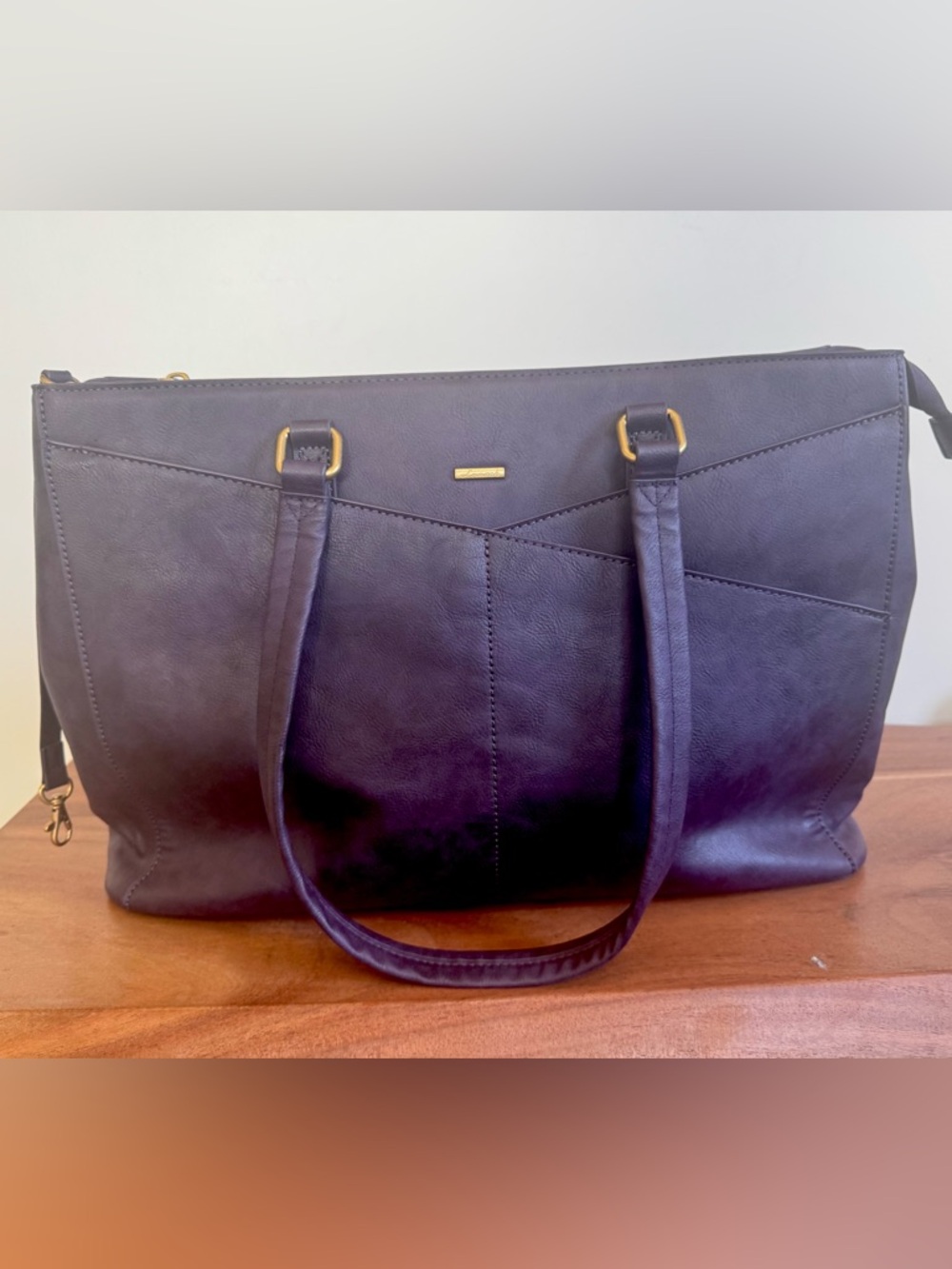 Women's Laptop Tote Bag - plum/purple color